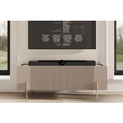 Szafka RTV Malmi 150 cm - kaszmir / crema bianca / złote nóżki